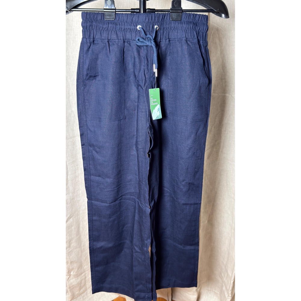 WILLIT Women's Small Navy Linen Lyocell Pull On Pants 27" Inseam NWT